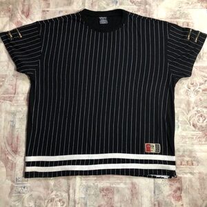 Black Striped Men's Shirt Jersey Short Sleeve Size 4XL